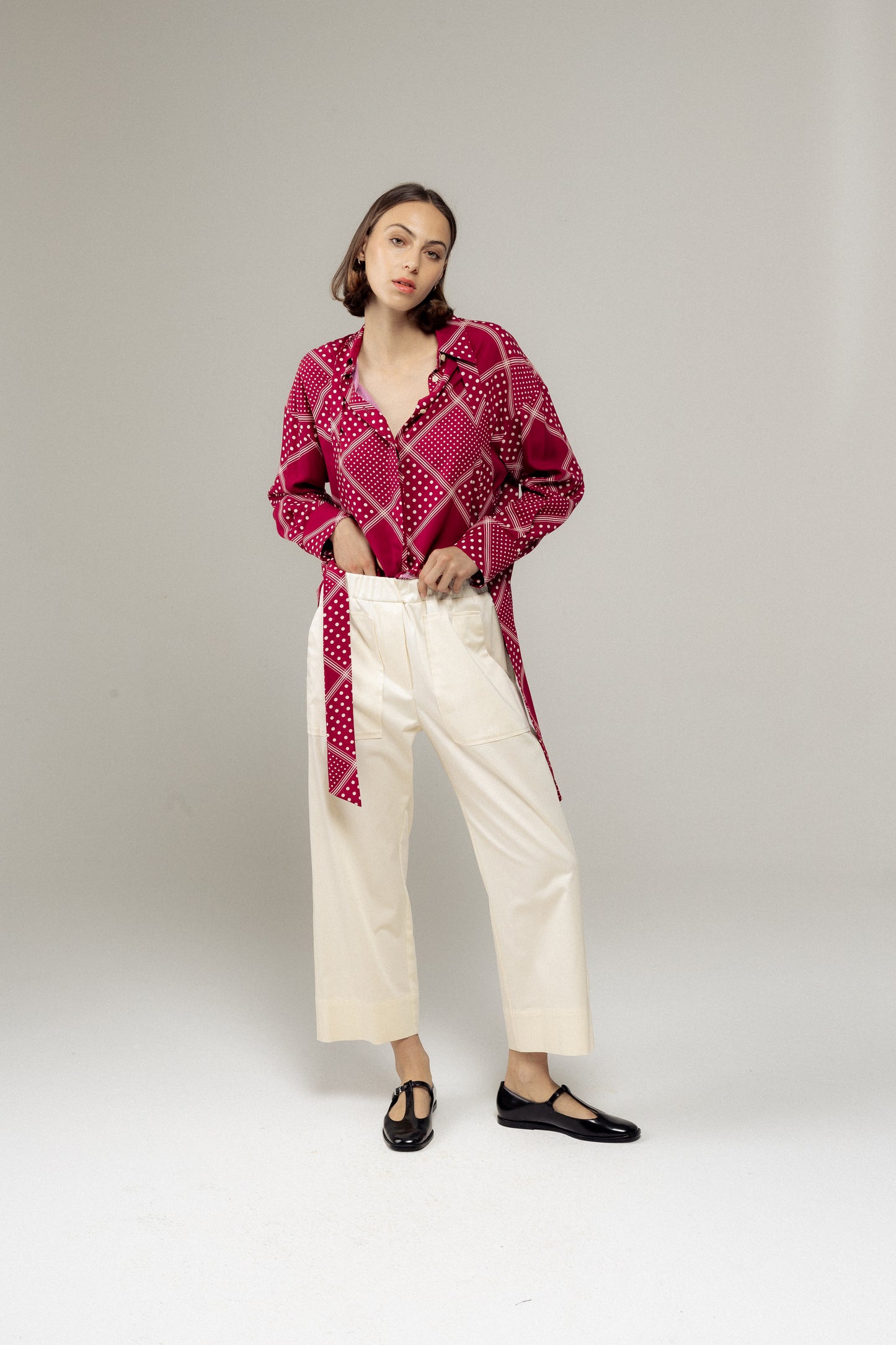 Pantalone Irene | Rasatello bianco naturale