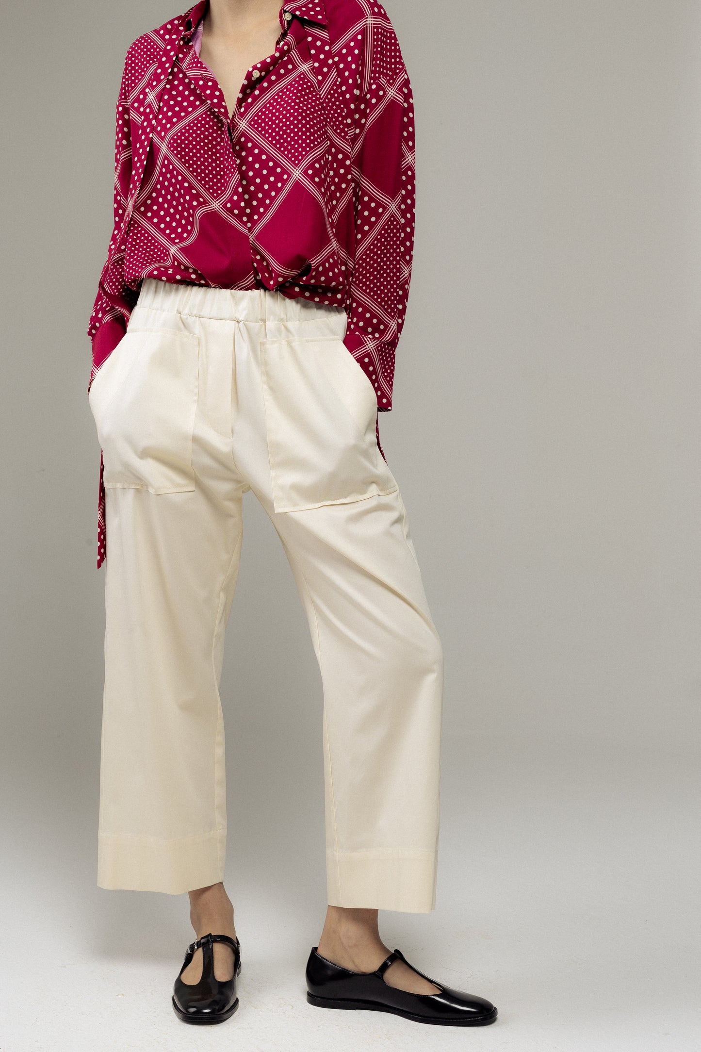 Pantalone Irene | Rasatello bianco naturale
