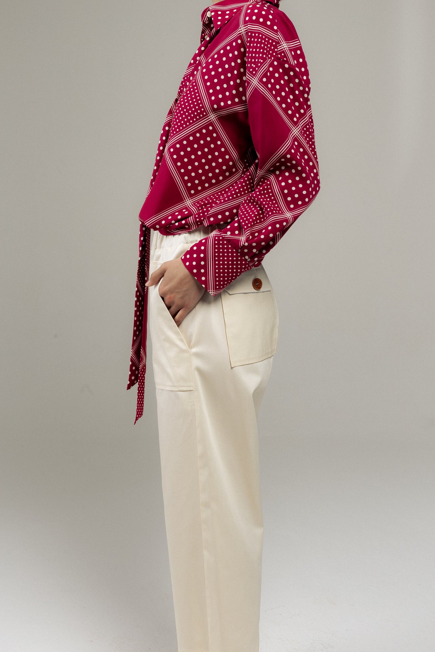 Pantalone Irene | Rasatello bianco naturale