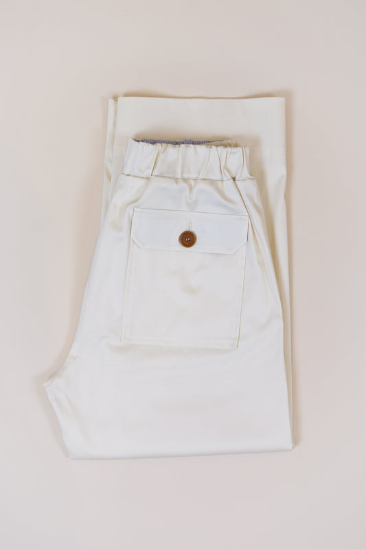 Pantalone Irene | Rasatello bianco naturale